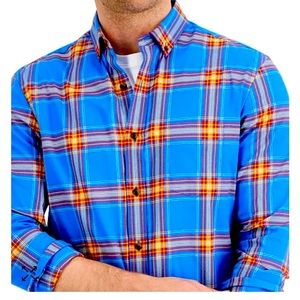 NWT - CLUB ROOM
Men's Regular-Fit Brushed Plaid Shirt, Created for Macy's